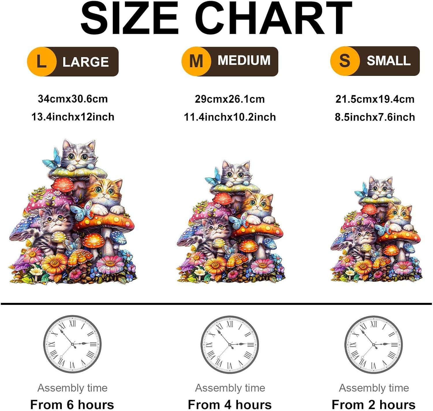 Wooden Puzzles, Cat Family Puzzle 170 Pieces, Unique Animal Shaped Wood Challenging Jigsaw Puzzles Gifts for Adults, 11.4x10.2in