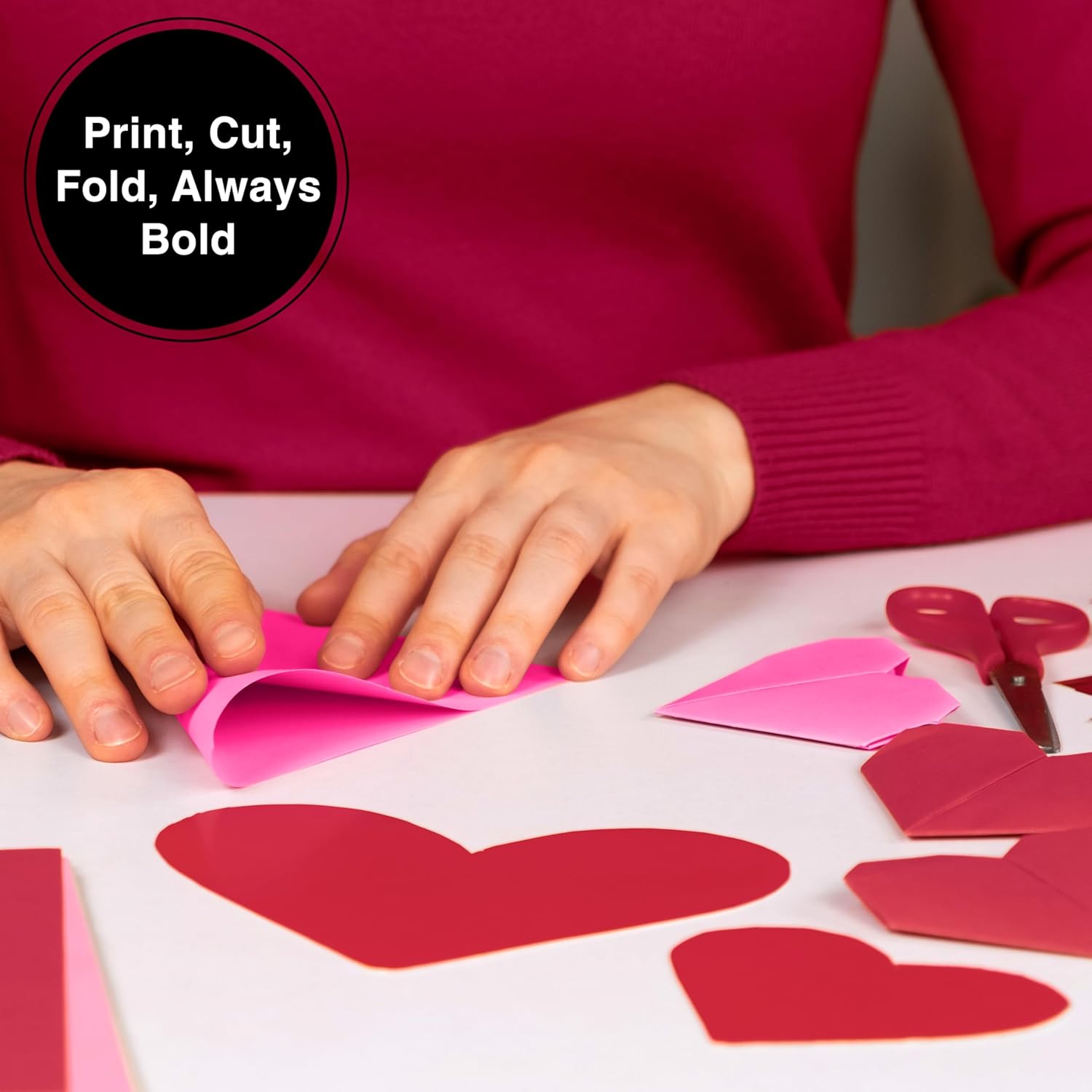 PrintWorks Premium Bright Red Colored Paper 8.5" x 11" - 24 lb/89 gsm - 500 Sheets - Made in the USA - FSC® Certified - Acid-Free & Fade-Resistant - Printer Compatible (00105)