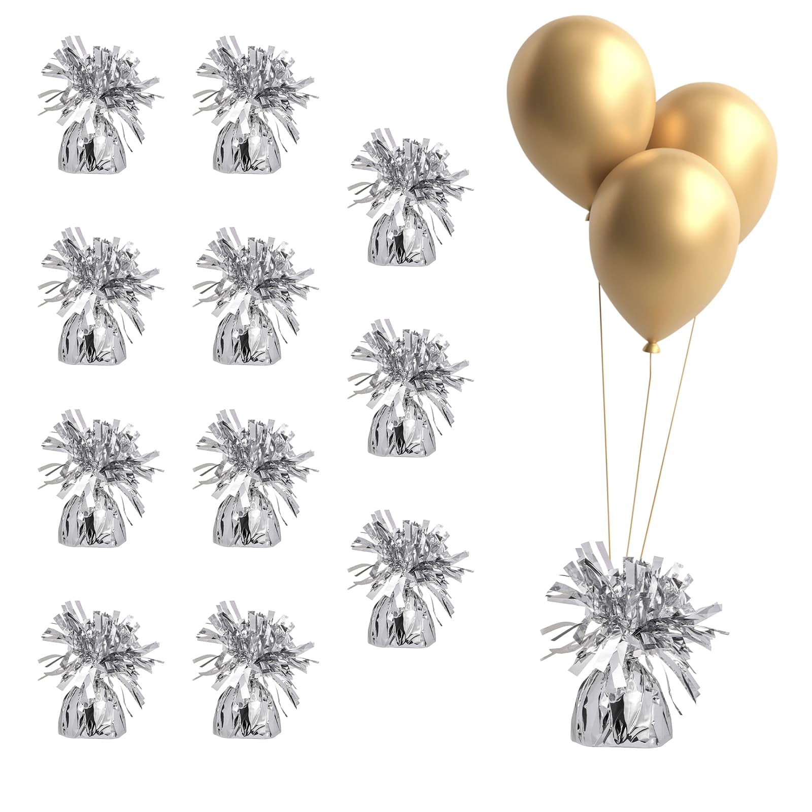 12 PCS Balloon Weights Helium Weights, Metallic Foil Weights for Balloons, Birthday & Wedding Table Centerpiece Ballon Weight DIY Ballon Weights for Helium Balloons(Silver)