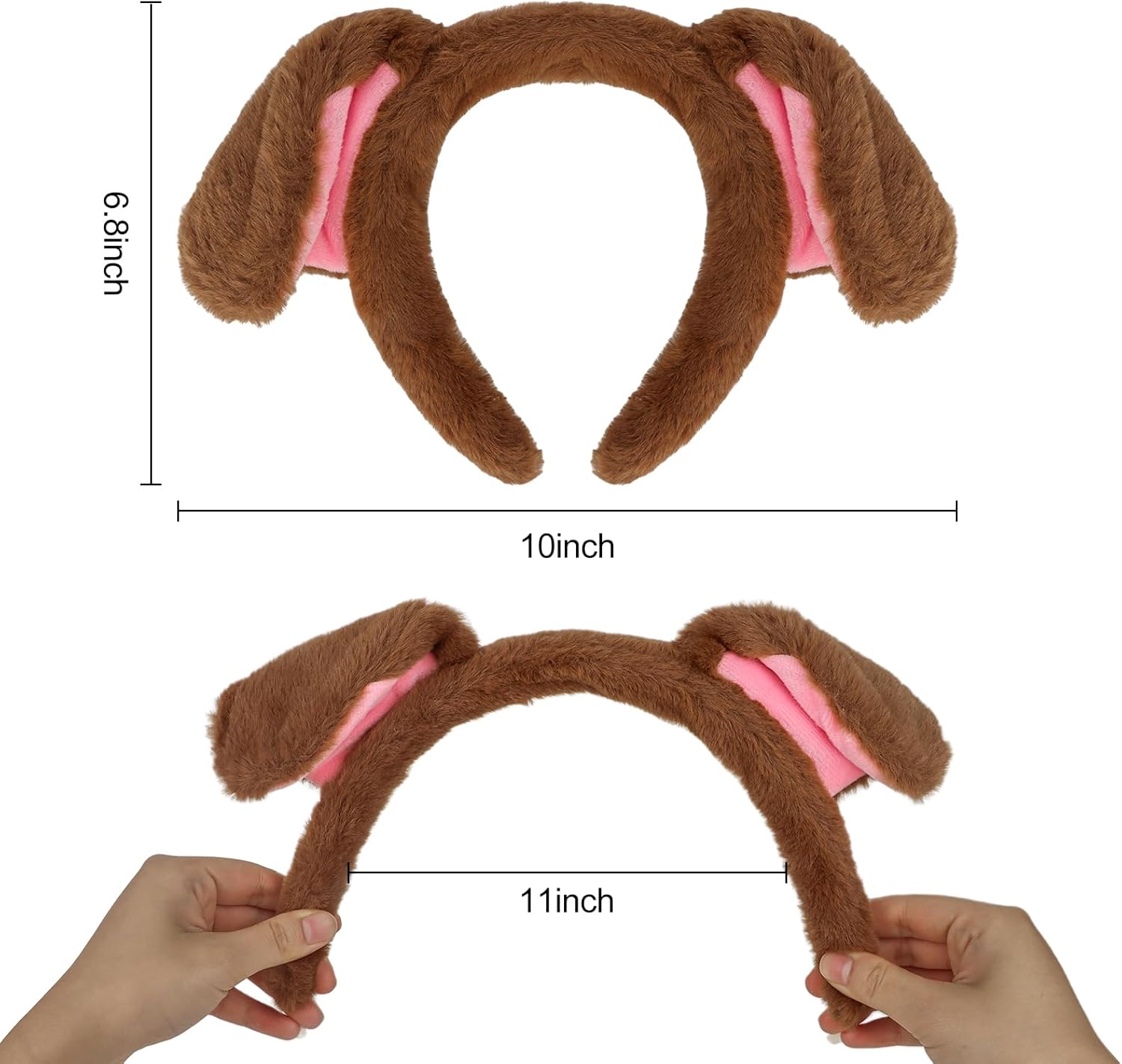 Brown Dog Ears Headband Puppy Ears Plush Animal Ears Headband Adult Halloween Costumes Woman Christmas Festival Theme Party Cosplay Costume Head Bands - Image 2