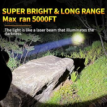 Rechargeable Spotlight Flashlight,LED Work Light with USB-C Rechargeable,1800LM Handheld Spotlight,13600mAh with 80H Long Lasting,3 Modes for Outdoor Camping Hiking Power Outages Emergency