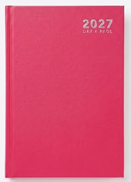 2027 Diary A5 Day a Page   Daily Planner with Appointments   Hardback Casebound Cover   Professional Journal for Office, Home & Business   Available in Black, Navy, Red, Lilac, Teal & Pink Pink