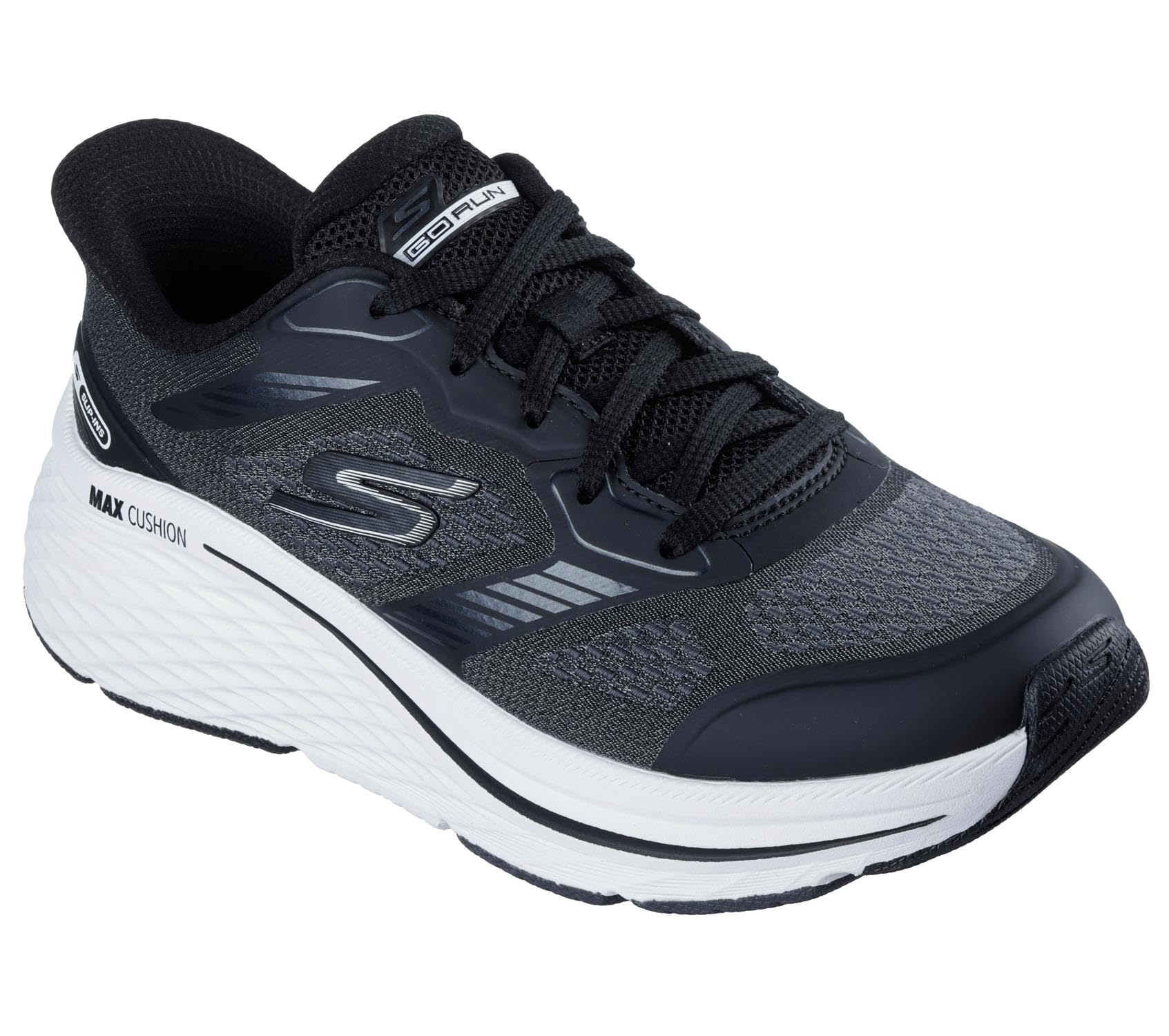 Skechers Max Cushioning Elite 2.0 Leigh, Scarpe da Ginnastica Donna, Black Textile/​White Trim, 39 EU