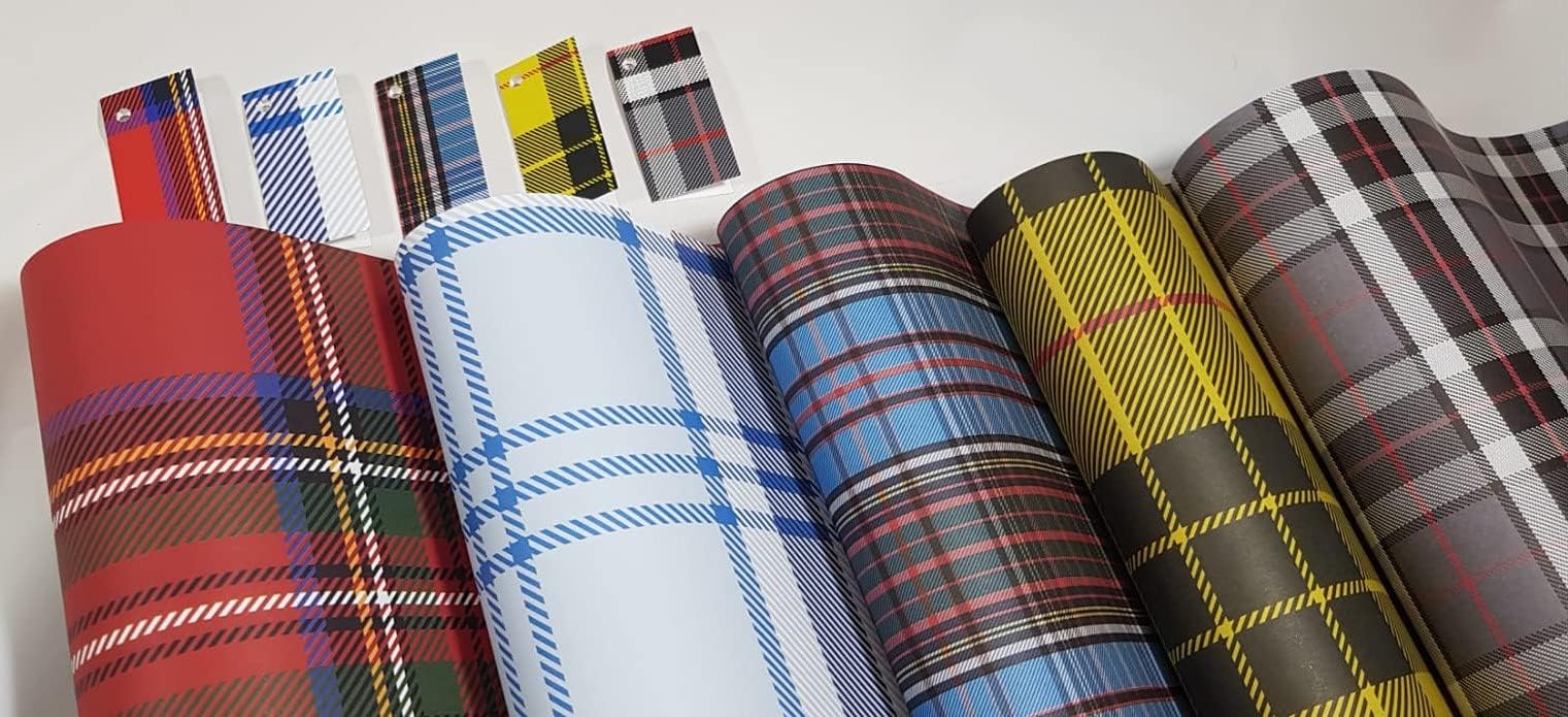 10 Sheets of Recyclable Tartan - Plaid Wrapping Paper & 5 Gift Tags - Anderson, Stewart, Macleod + 2 Others