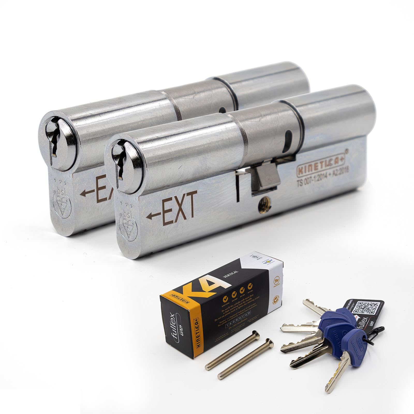Fullex Kinetica+ K4 3* Keyed-Alike Door Lock - Chrome, 50/45, 3 Keys