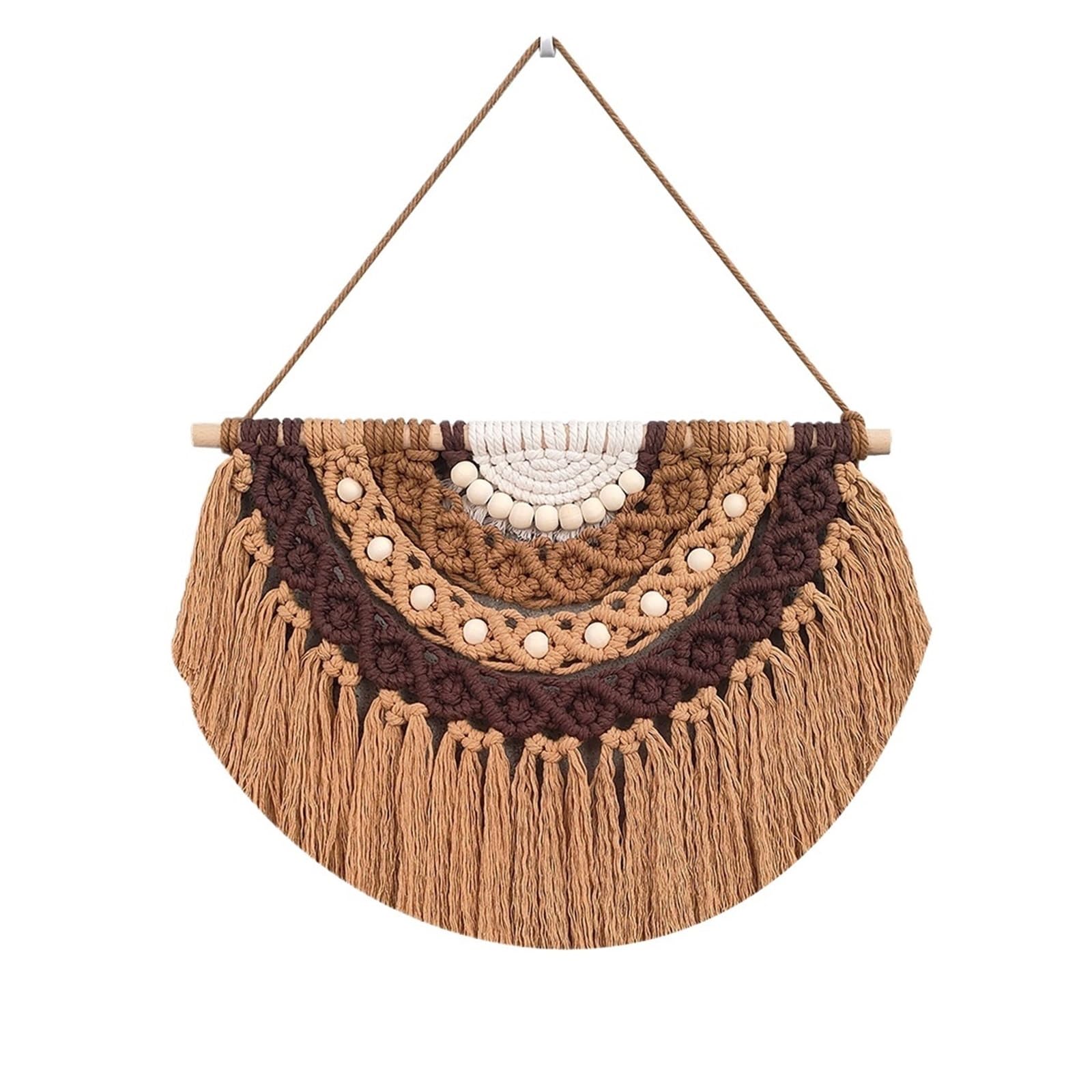 FGUJSUR Tapestry Wall Hanging Hand-woven Rope Tassel Wall Hanging Tapestry Boho Macrame Cotton Bead Bedroom Art Decor(Color 03)