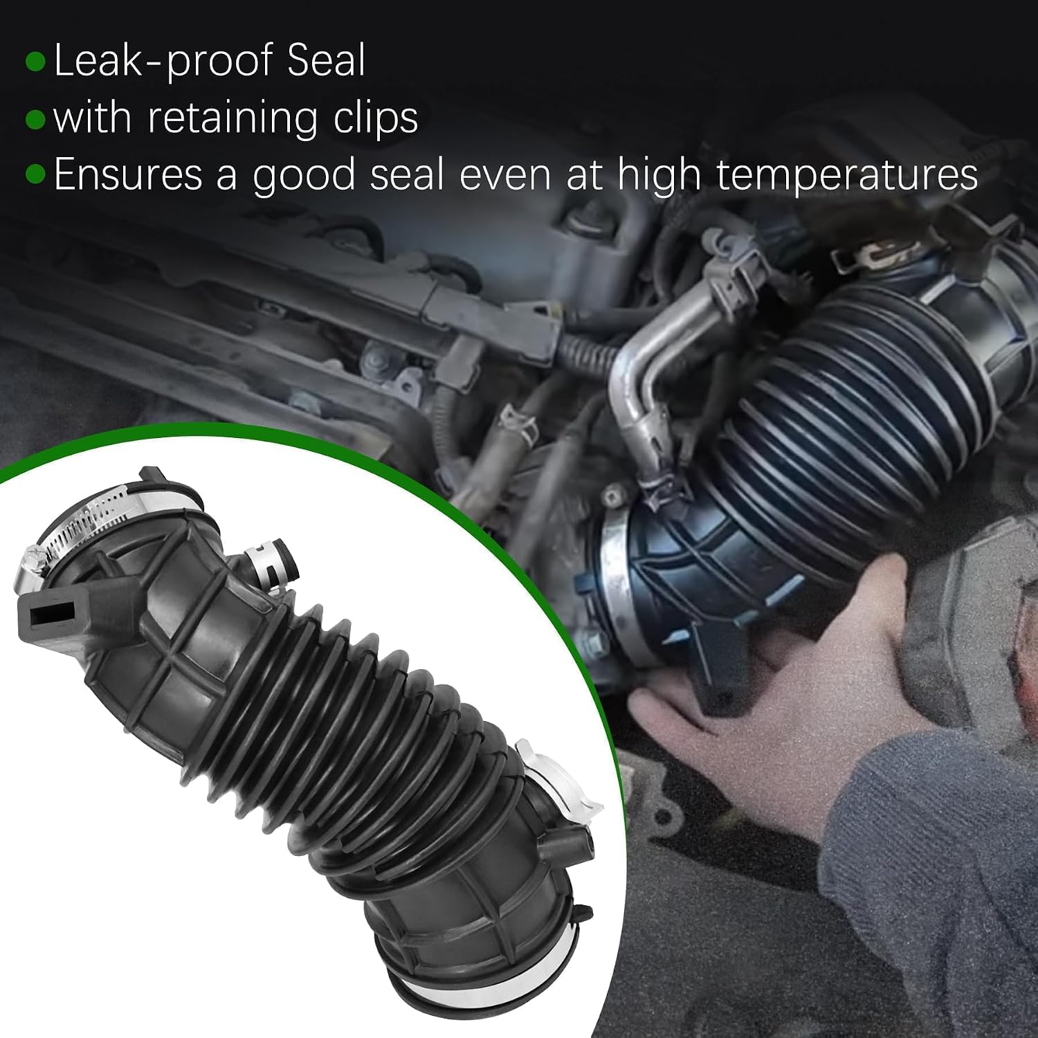 17228REZA00 Air Intake Hose w/Clamps Compatible with 2010 2011 Honda CR-V 2.4L, Intake Filter Tube Repalces 17228-REZ-A00 696-011, Air Intake Duct Tube Boot