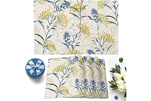 Artful Dining: Spring Placemats Set of 6, Vibrant Floral Delights for Your Table
