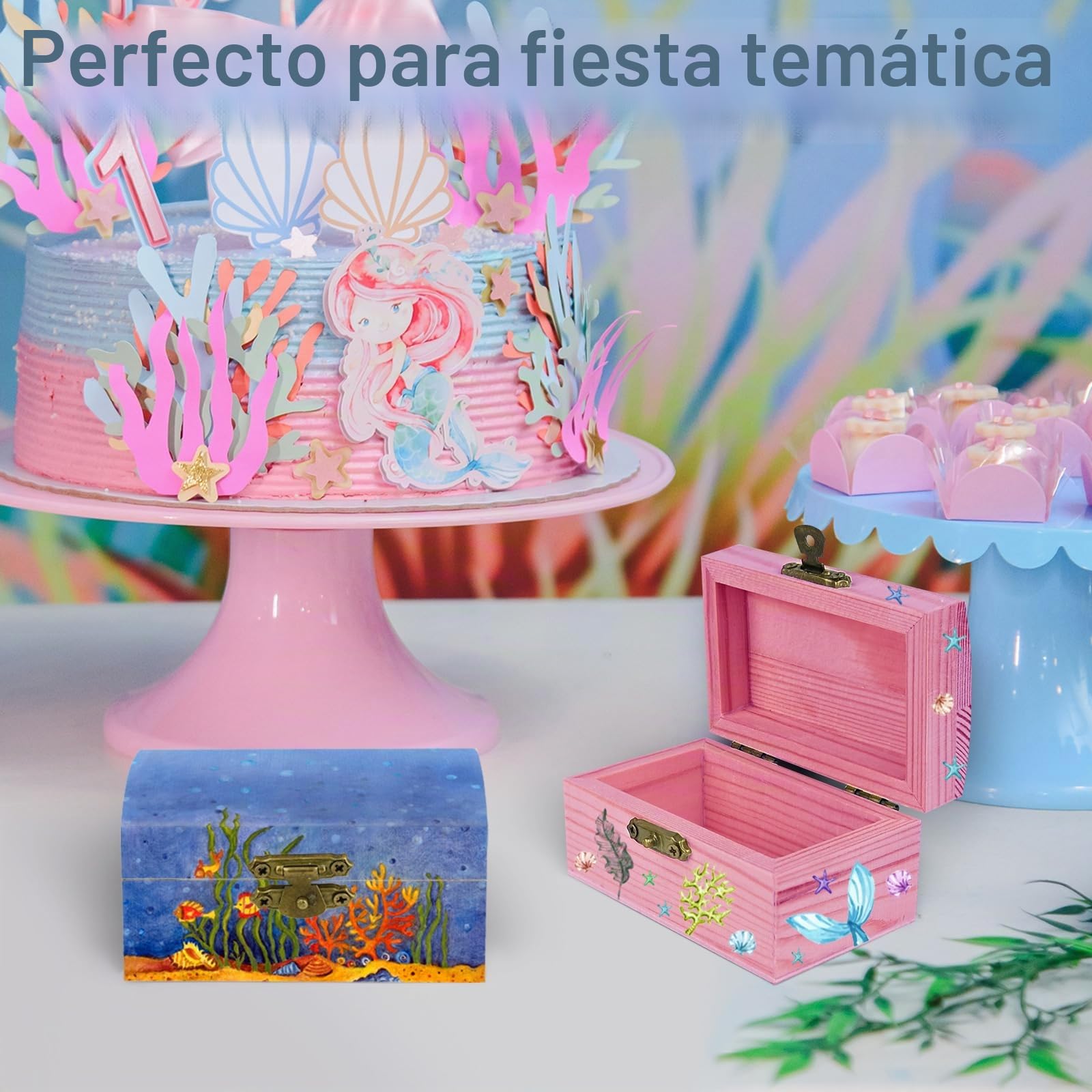 10 Piezas Pequeño Cofre del Tesoro de Madera (9x5x4.5cm) Mini Cofre del Tesoro de Madera con Cierre para Manualidades y Fiestas