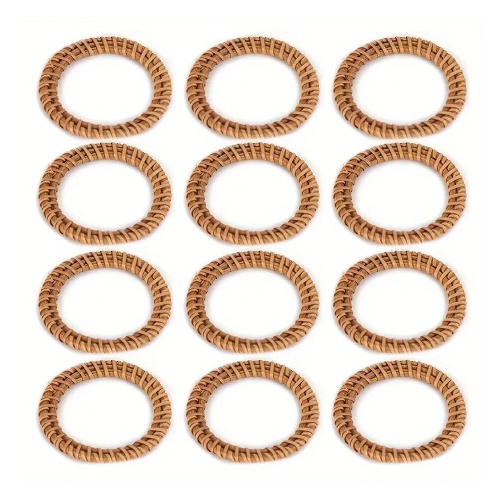Bohemian Rattan Napkin Rings 24Pcs Rustic Woven Tabletop Holders for Wedding Decor