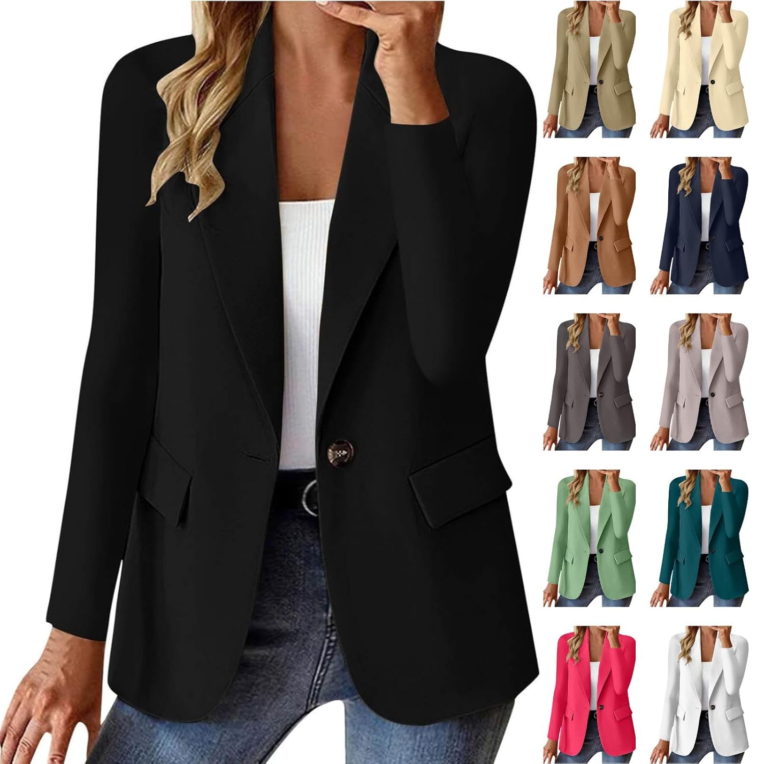 Blazers for Women Business Casual Open Front Long Sleeve Suit Jackets Plus Size Lightweight Dressy Work Office Clothes