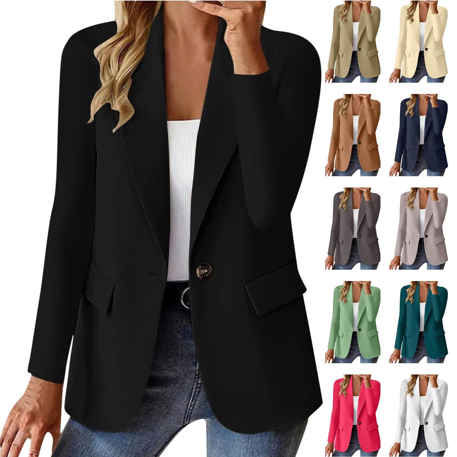 Blazers for Women Business Casual Open Front Long Sleeve Suit Jackets Plus Size Lightweight Dressy Work Office Clothes