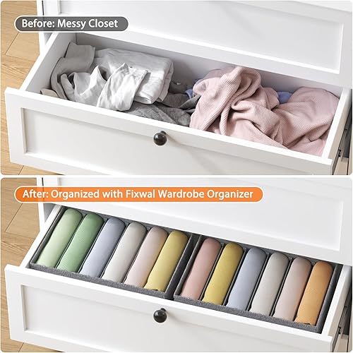 Miniatura 4 de Fixwal 4 organizadores de ropa para armario con tablero, organizadores de armario y almacenamiento, 6 rejillas divisoras, compartimentos,