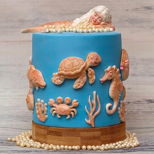 Miniatura 3 de ZiXiang Molde de silicona para pastel de temática marina, caballito de mar, tortuga, cangrejo, delfín, pulpo, fondant, para decoración de tartas de