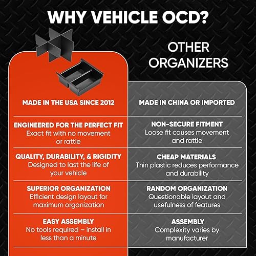 Miniatura 9 de Vehicle OCD - Divisor de consola central y organizador de bandejas para Toyota 4Runner (2010-2024) - Fabricado en Estados Unidos