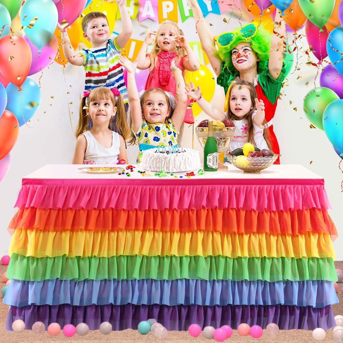 Blасk Frіdау - 70% оƒƒ Rainbow Tutu Table Skirt 6ft 9ft 14ft Mermaid Party Baby Chiffon Table Cloth for Rectangle Round Table (Bright Rainbow, L9ft × H30in) Prоduсt Dеаl Rainbow Tutu Table Skirt 6ft 9ft 14ft Mermaid Party Baby Chiffon Table Cloth for Rectangle Round Table (Bright Rainbow, L9ft × H30in)