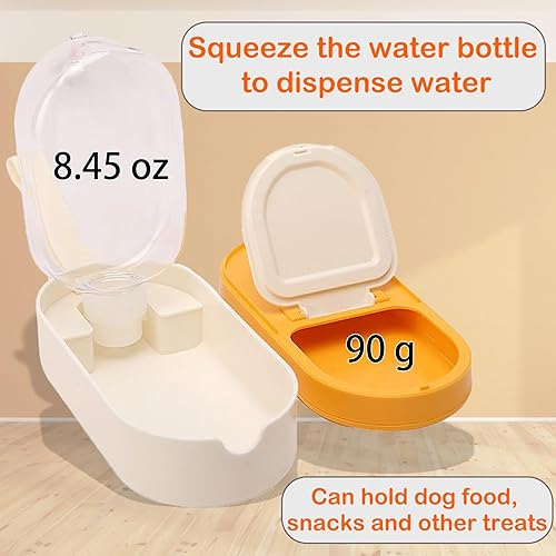 Miniatura 3 de Cuencos portátiles de viaje para mascotas, botella de agua de 8.5 onzas y recipientes de comida de 3.17 oz para perros y gatos, color amarillo