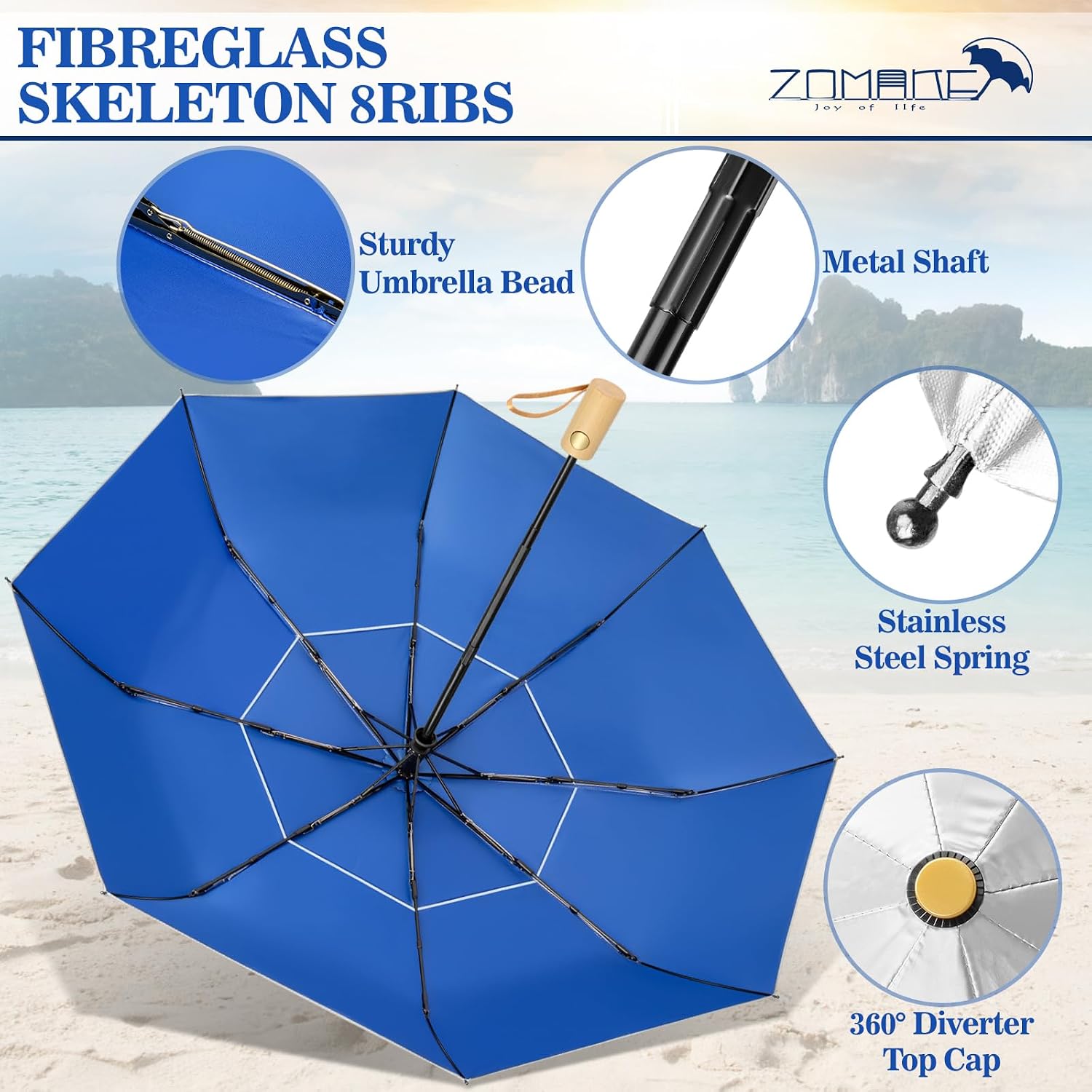 ZOMAKE UV Umbrella for Sun Protection UPF 50+,43 Inch Travel Compact Sun Umbrellas UV Blocking Small Auto Open Portable for Walking