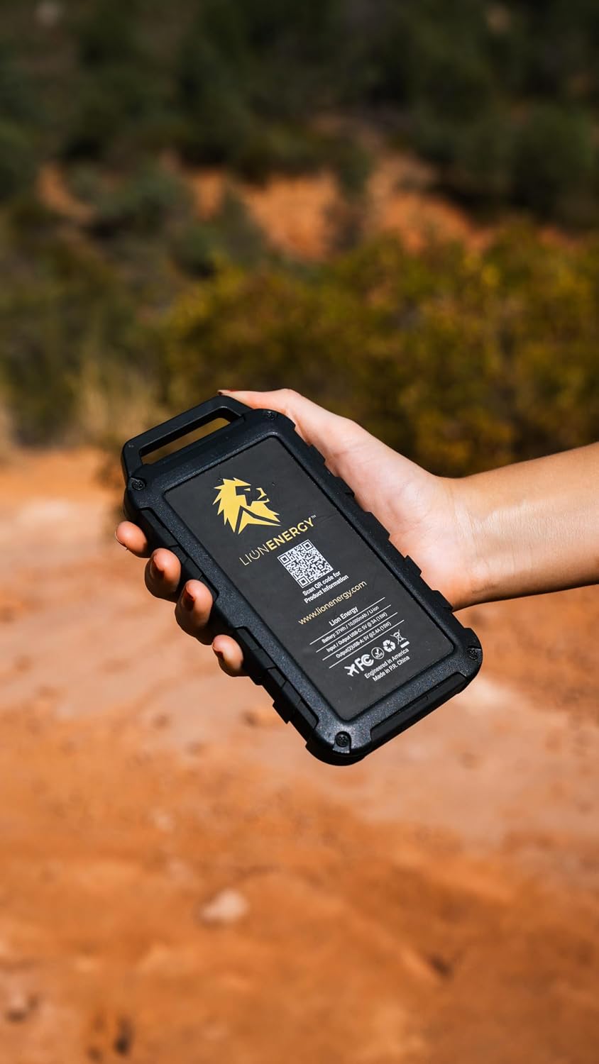 Back of Lion Energy Cub showing Lion Energy logo and QR code