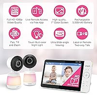 Vista 2 de VTech Monitor de bebé inteligente WiFi con 2 cámaras, video FHD de 1080p, aplicación gratuita con videos de movimiento, alertas