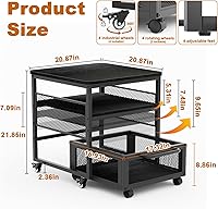 Vista 2 de 21x21in Mini Fridge Stand with Storage, Heavy Duty Mini Fridge Table with 4 Lockable Wheels for Coffee Bar 220LBS Compact Beverage Refrigerator