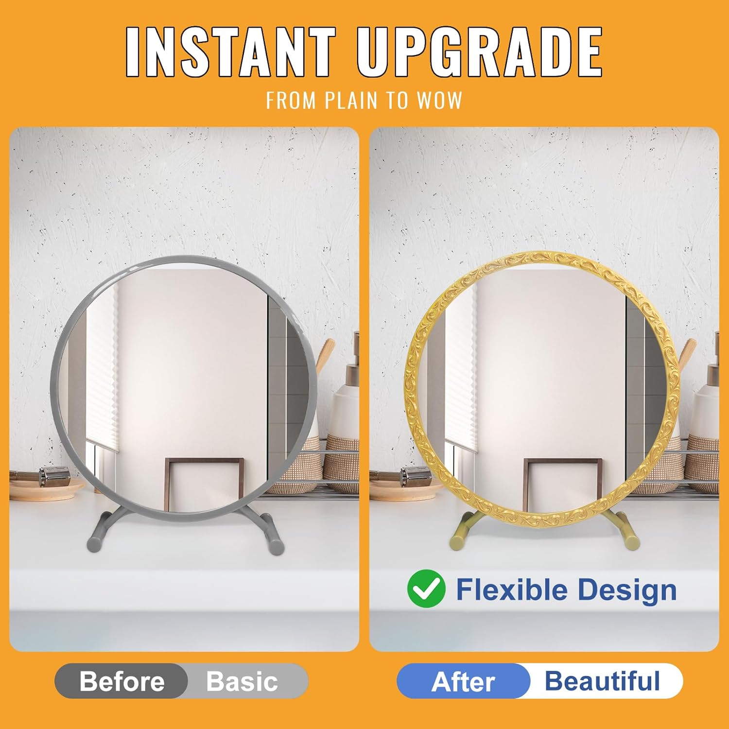 0.79 inch x65.6ft Gold Peel and Stick Crown Molding Trim - Gold Flexible Molding Trim for Picture Frames, Mirrors & Cabinets - Decorative Self-Adhesive Solution by KIJOU(4 Rolls)