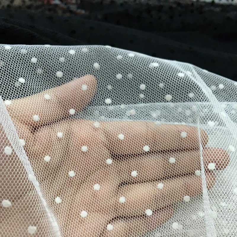 2/5/10 Yards-150 cm Breite Schwarz Weiß Flocked Dot Mesh Tüll Stoff Brautkleid Hochzeit Dekoration Mädchen Netz Rock Stoff