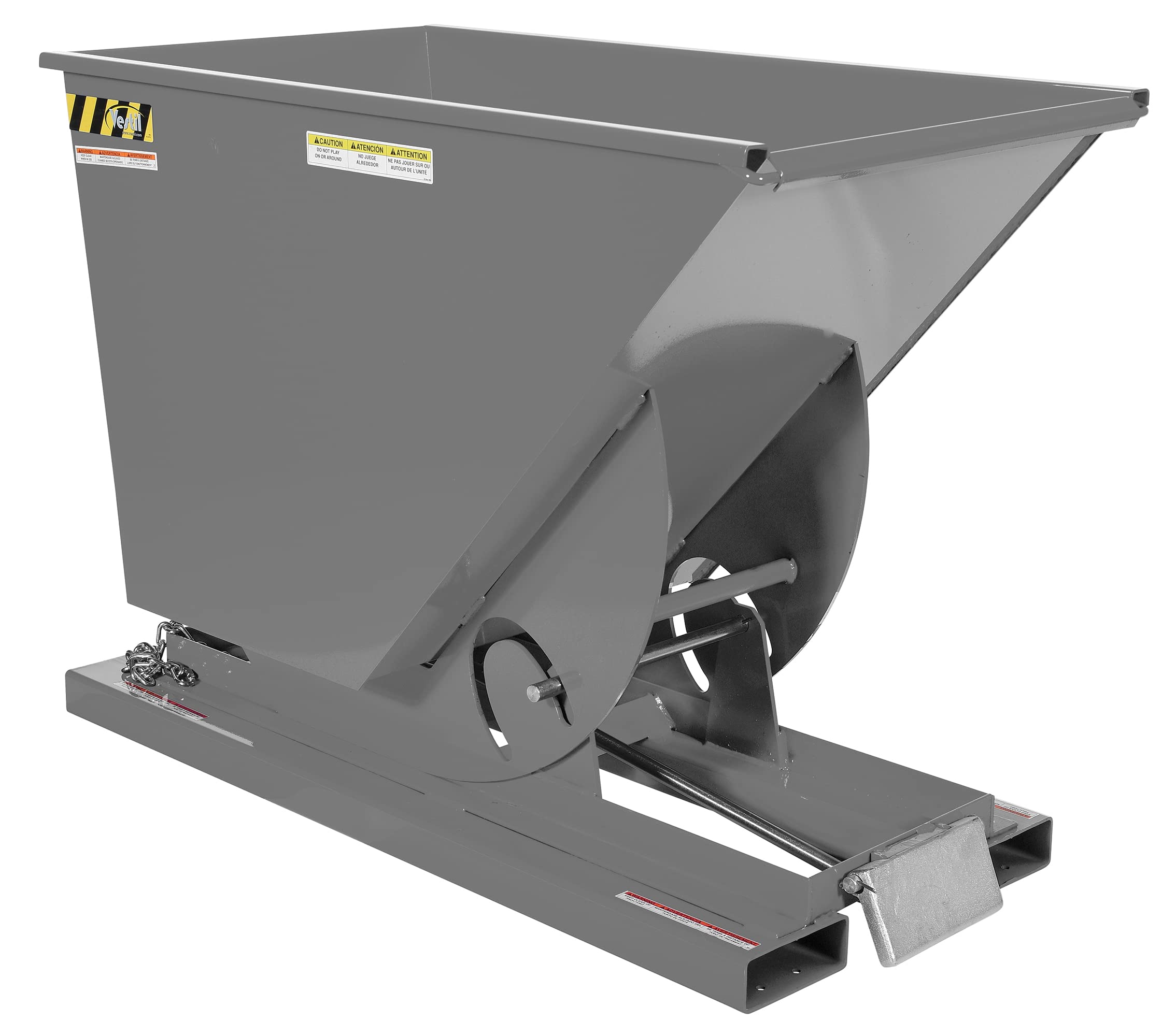 Vestil D-75-HD-GY-MG Steel Heavy Duty Self Dumping Hopper 3/4 Cubic Yard 6000 Lb. Capacity Machine Gray