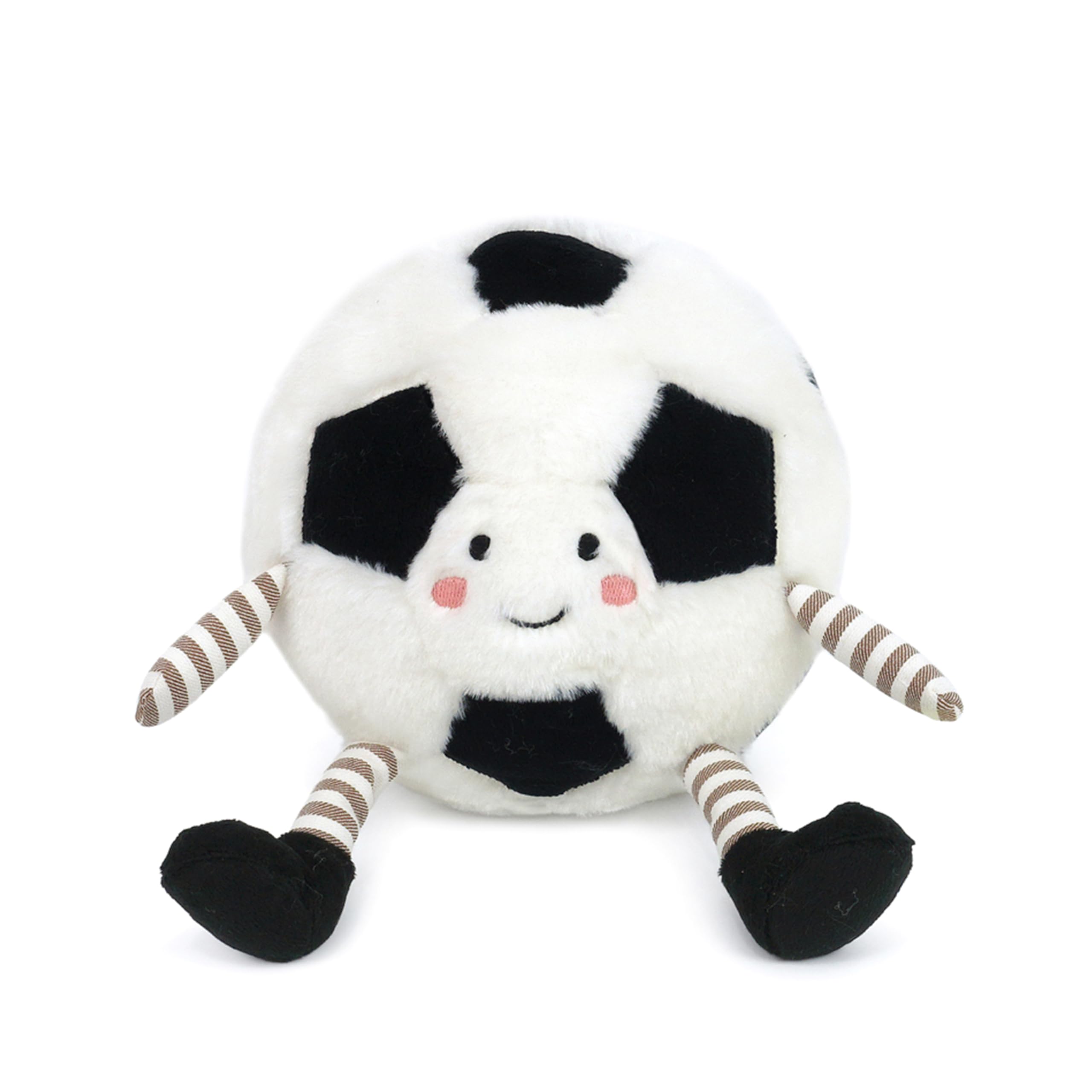 MON AMI Sergio Soccer Ball 8-Inch Sports Plush Toy for Boys & Girls, Black and White, 6 inches