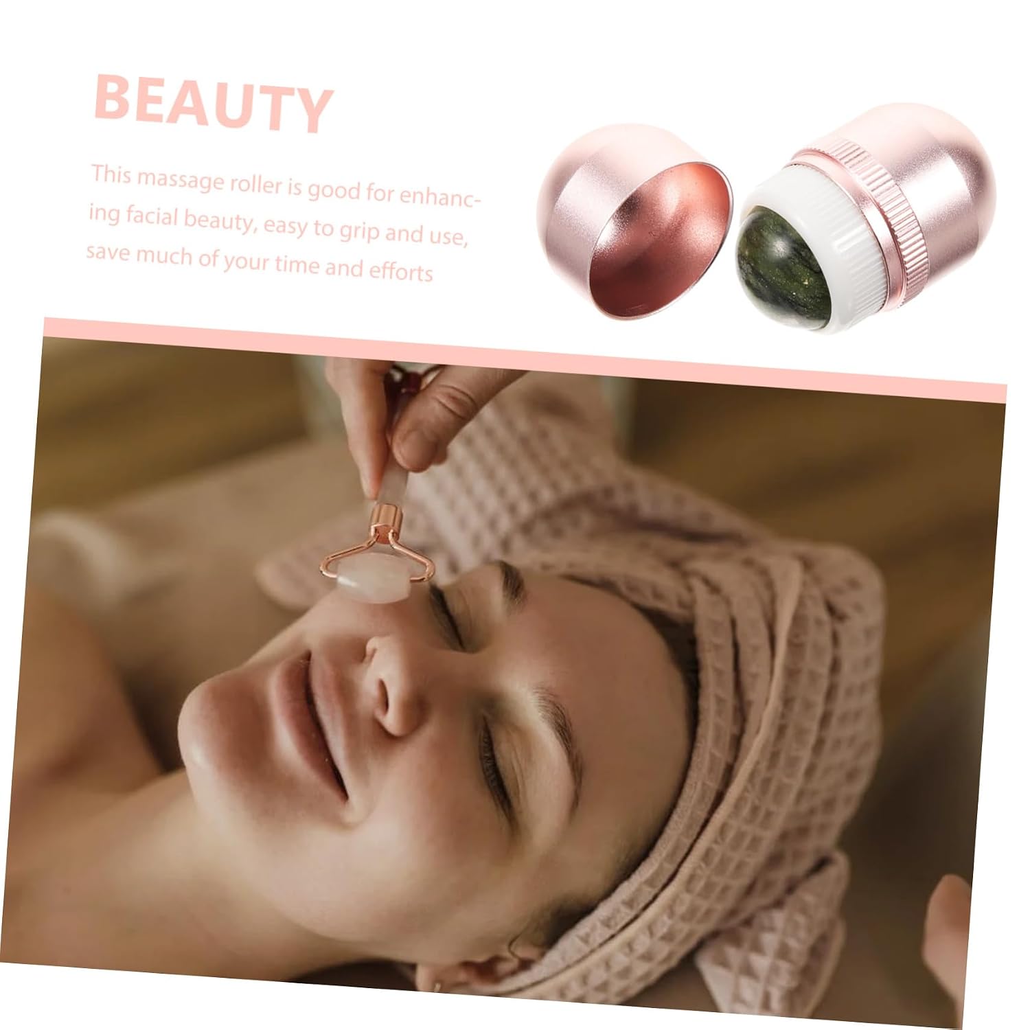 Gatuida Jade Face Roller Comfortable Grip Eyes Face Massager Roller for Women Beauty Tools