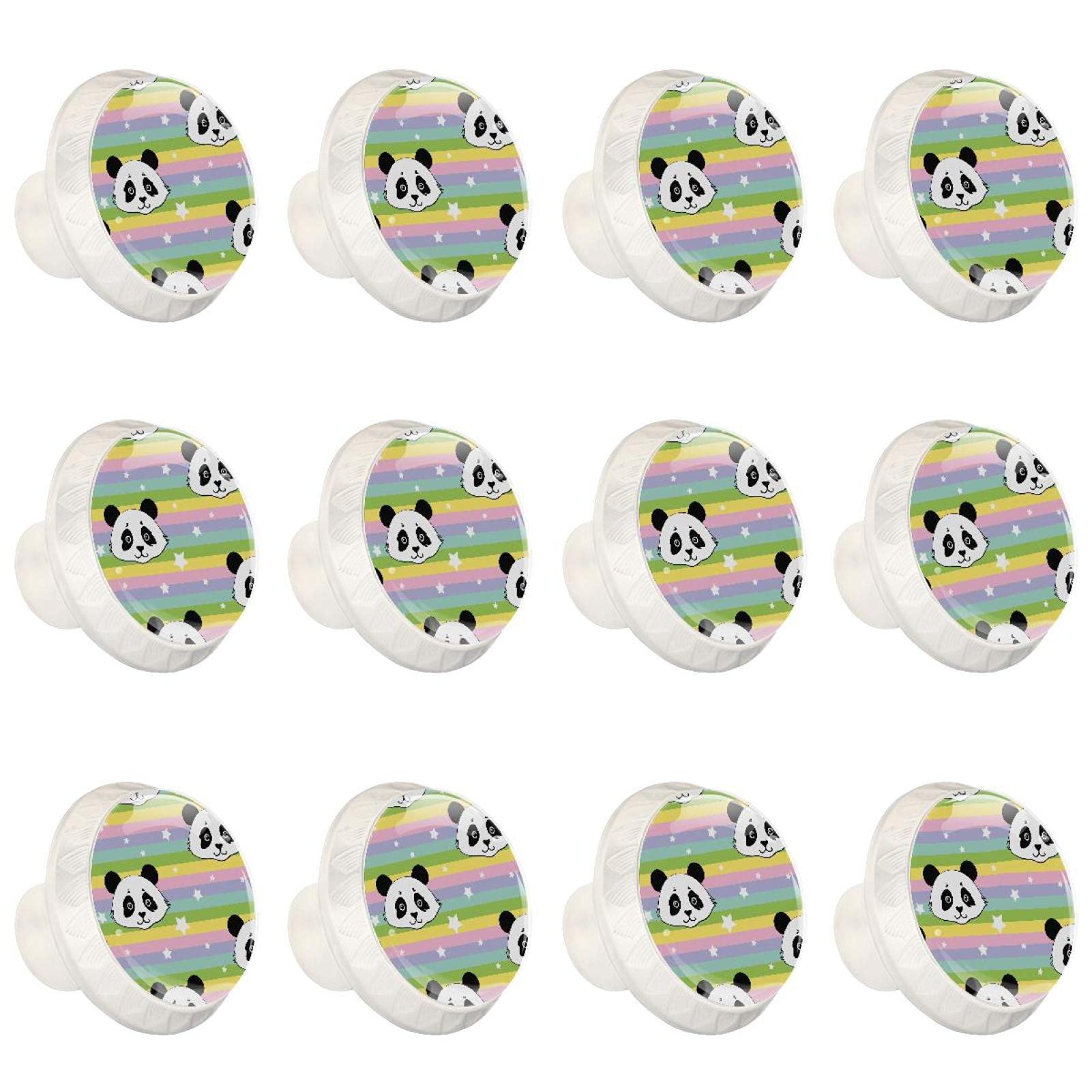Boutons d'armoires de cuisine ronds à rayures arc-en-ciel - Lot de 12 poignées colorées pour tiroir