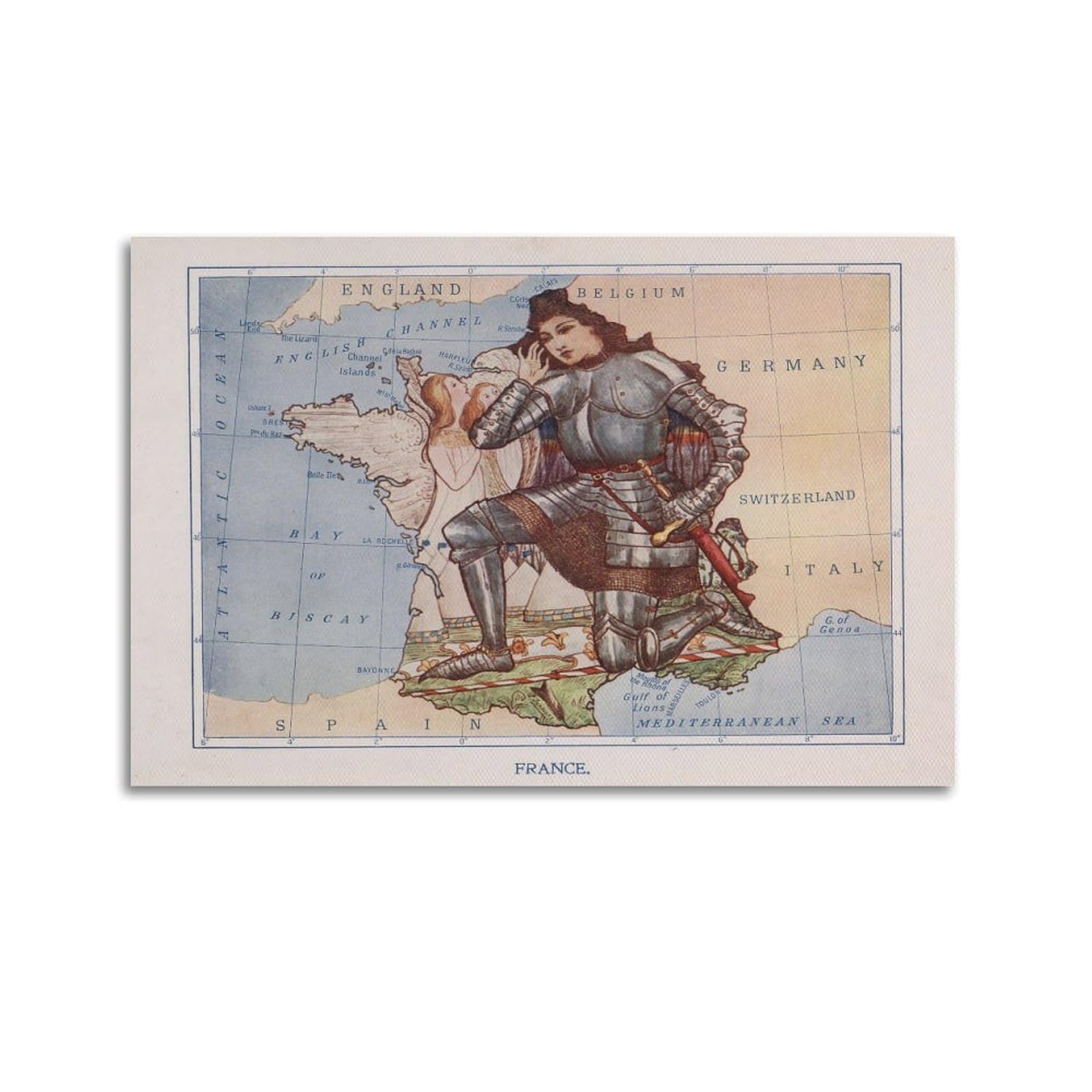 OKAHYS Vintage Travel Map Poster France Decorative Painting Canvas Wall Artworks Picture 20x30inch(50x75cm)