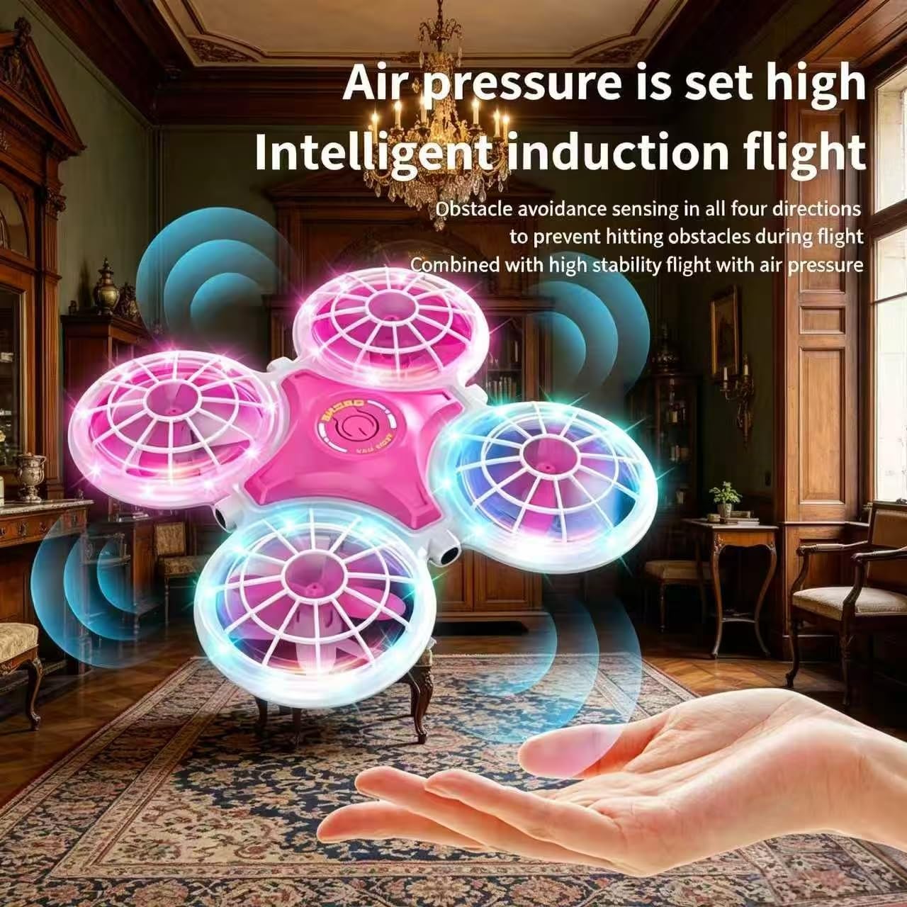Mini Drone pour Enfants avec Télécommande, Jouet Avion LED 360° Flip, 3 Vitesses, Décollage à Une Touche, Idéal Cadeau Garçon Fille 6-10 Ans (Bleu)