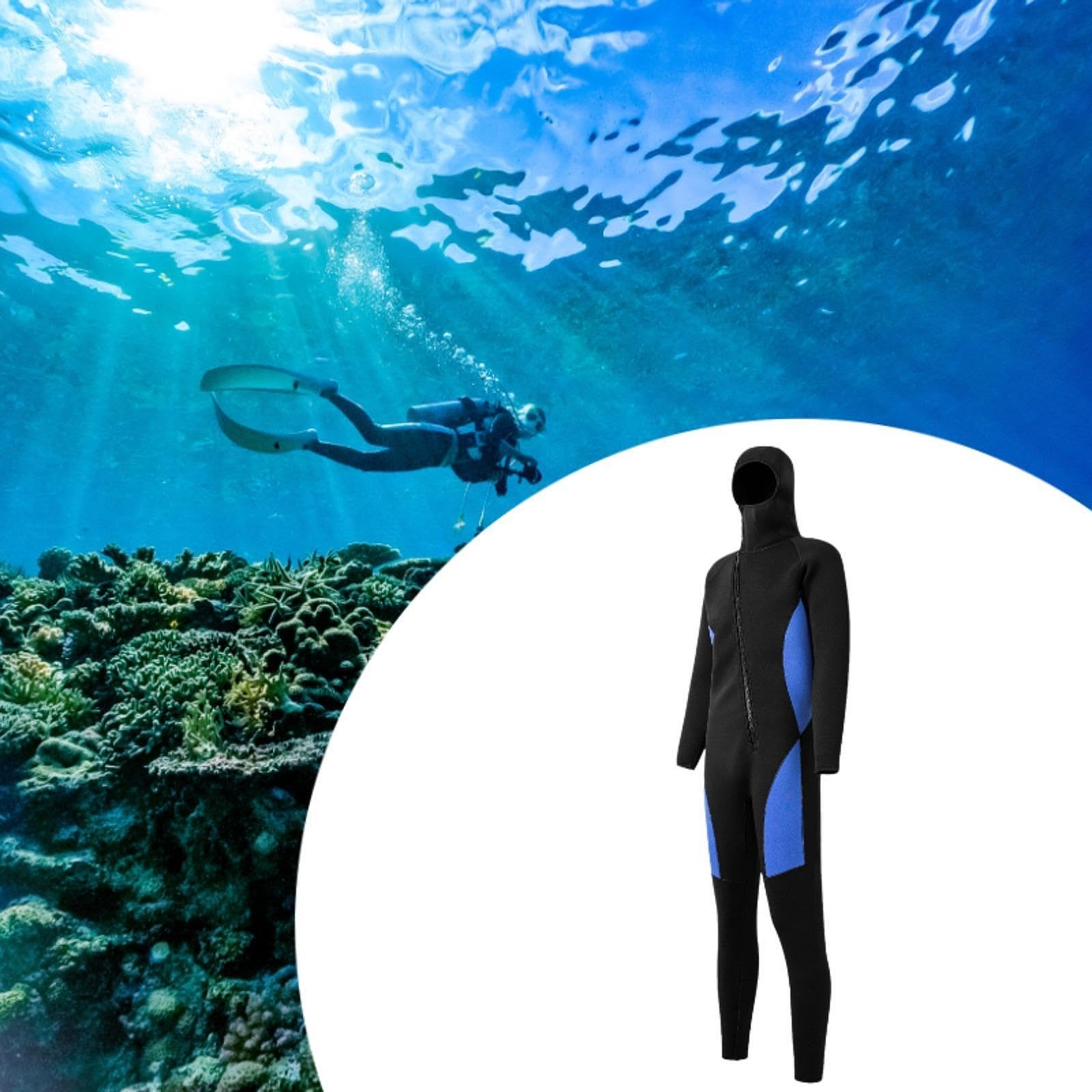 F Fityle Mute Complete 3mm Muta Uomo Donna Muta da Sub in Neoprene Cerniera Frontale Felpa con Cappuccio Snorkeling Tuta da Surf Manica Lunga