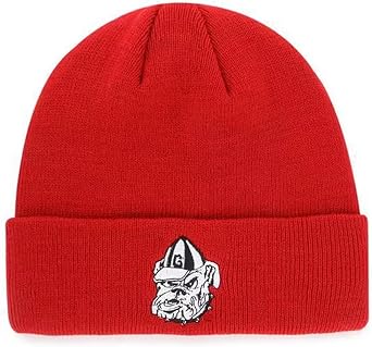 Officially Licensed Georgia Cuffed Knit Beanie Hat Classic Edition Bulldogs Embroidered Black/Red/White Team Logo Winter Sports Cap