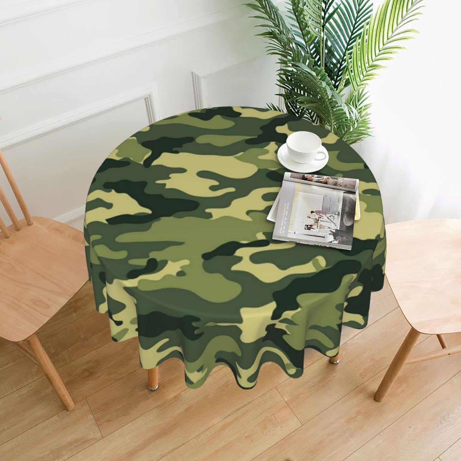 Lawenp Camo Camoflage Decorative Round Table Cloths - 60 Inches in Diameter for Buffet Tables, Parties, Holiday Dinners.