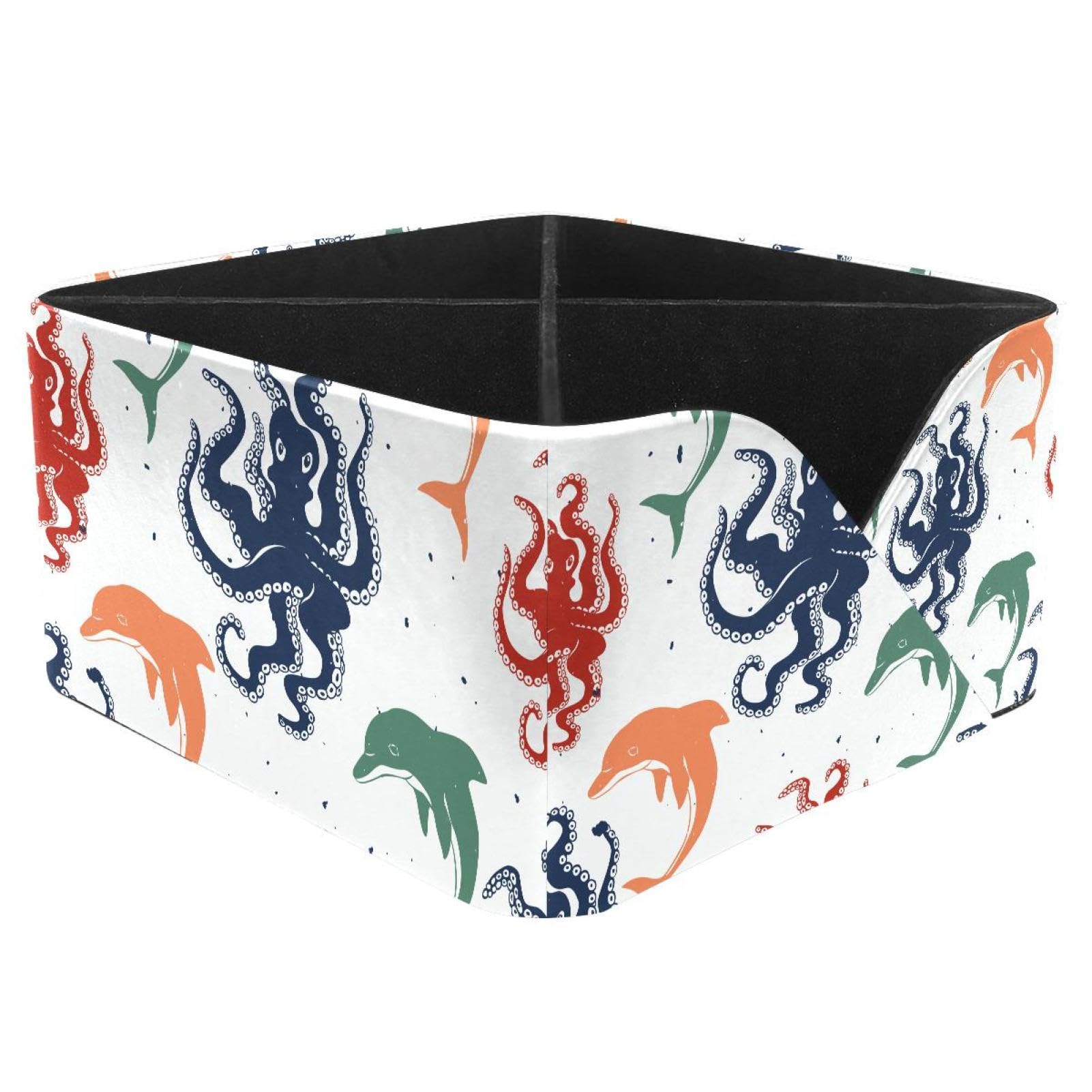 KengjuTesu Octopus Dolphins Desktop Organizer Pen Holder, Rectangular Pencil Cup for Office, Study and Makeup Stations