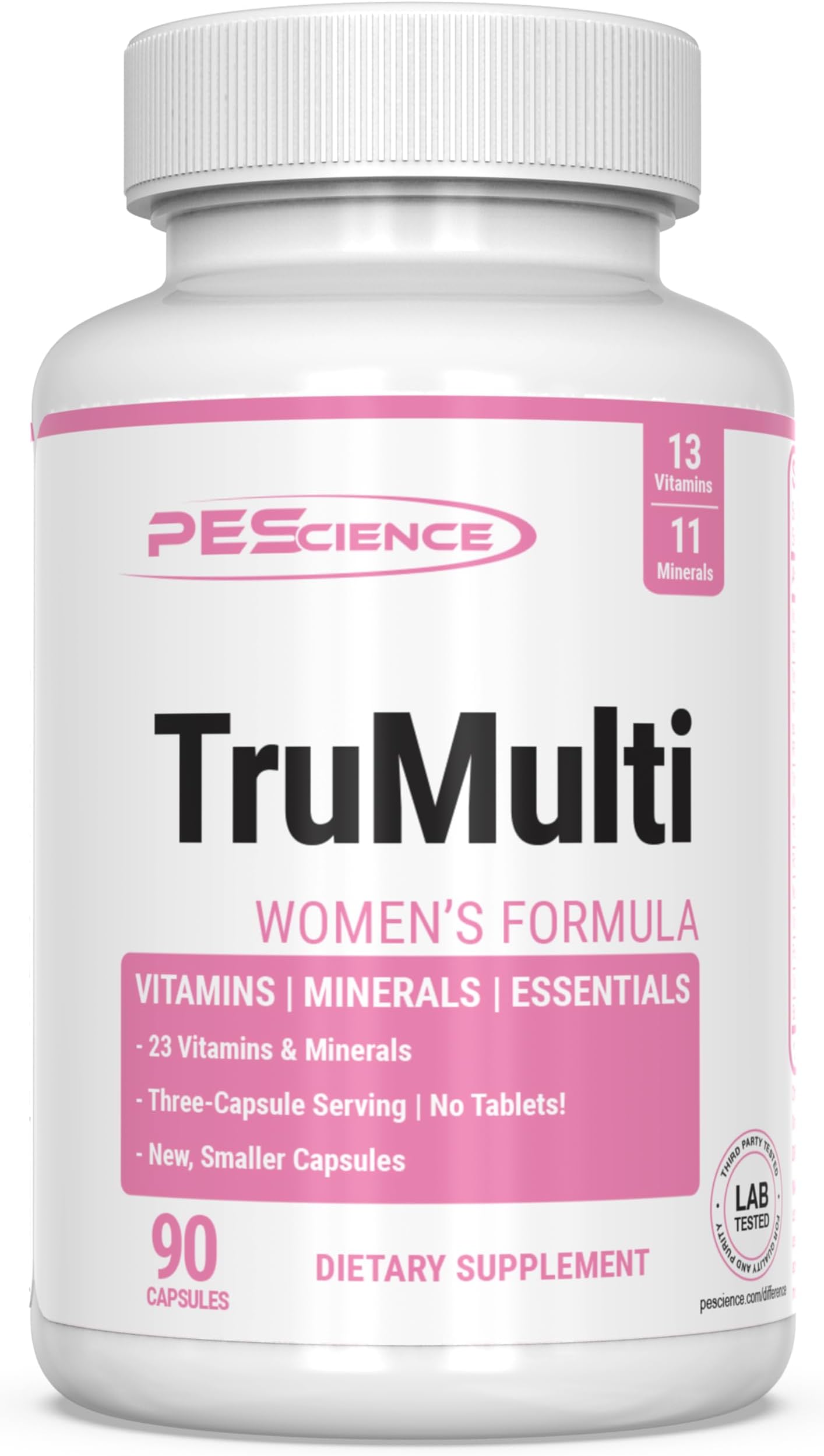 TruMulti Multivitamin for Women with Iron, Daily Formula with Premium Vitamin C, D, Zinc Supplement for Immune Support, Chelated Minerals, 90 Easy to Swallow Capsules