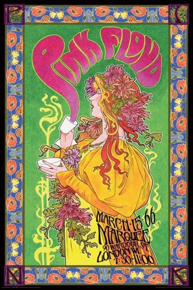 NMR Laminated Pink Floyd Marquee '66 Rock Band Music Poster 24x36