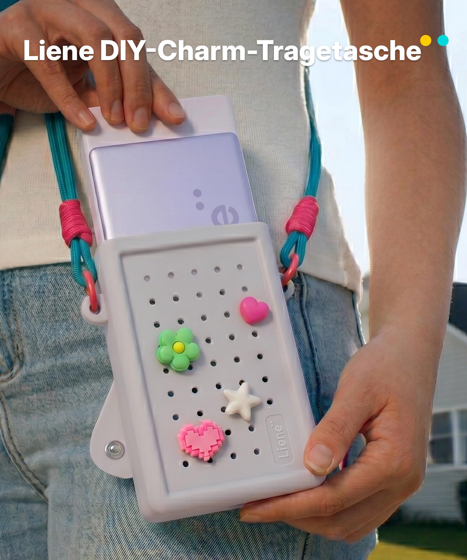 Liene DIY Silikon-Umhängetasche für Pearl N200 Pro Tragbarer Mini Fotodrucker – Schutzhülle in Grau mit abnehmbarem Trageriemen & DIY-Anhängern – lebensmittelecht, wasserfest, stoßfest – für unterwegs