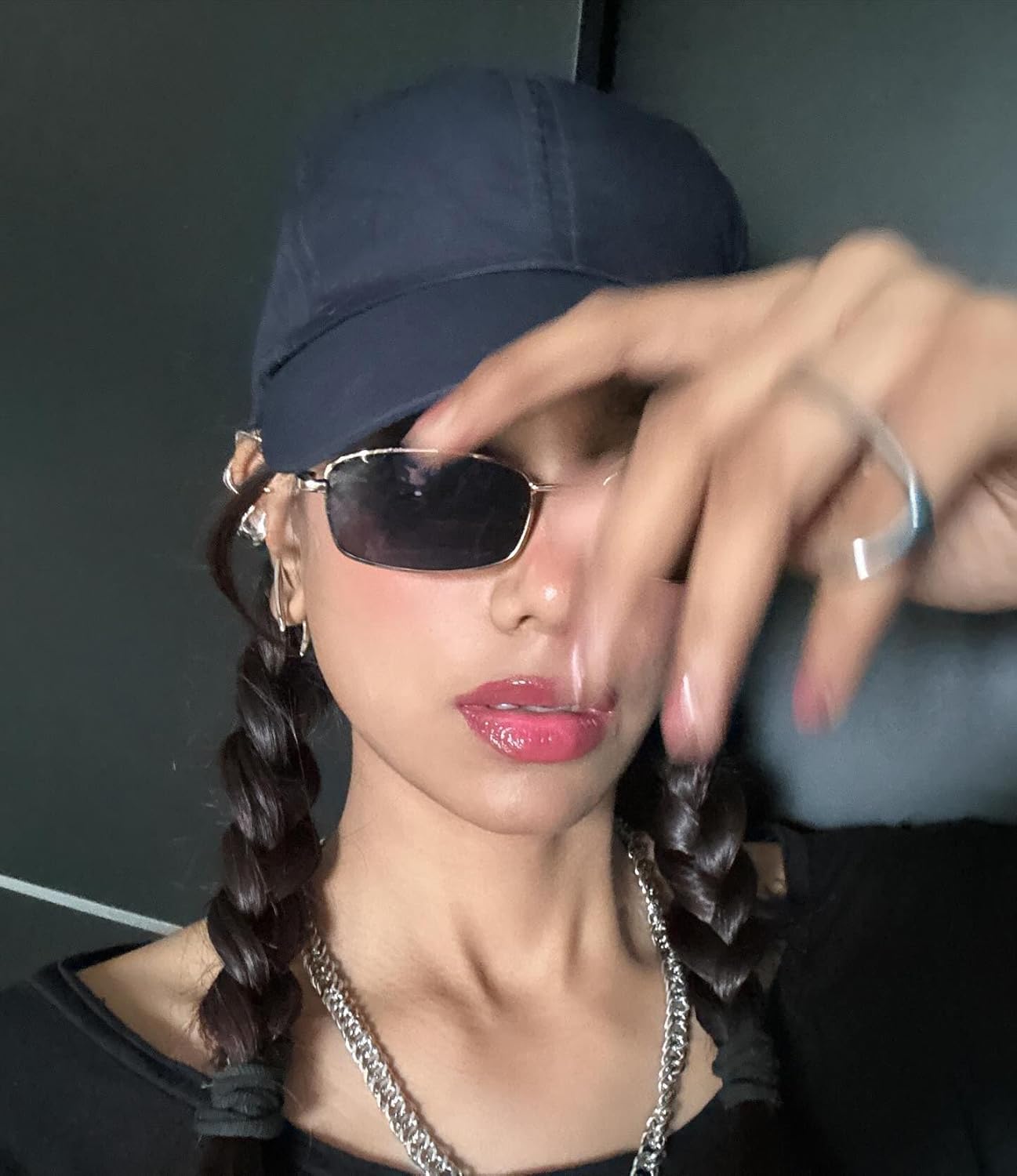 SORVINO Small Narrow Rectangle Sunglasses for Women Men Retro Y2K Metal Frame 90s Skinny Shades - Image 3