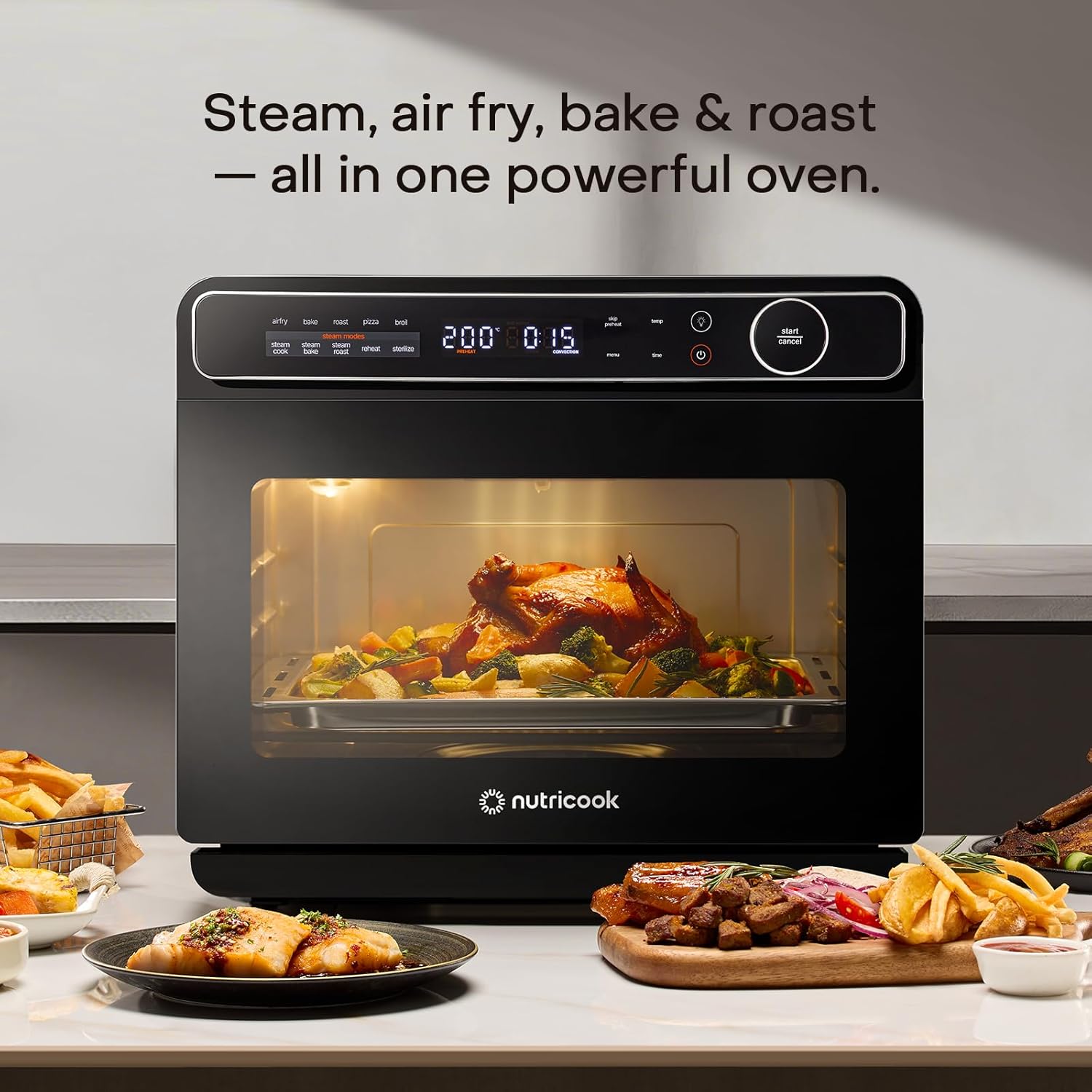 Elite | Nutricook Steami X - 10 in 1 Air Fryer Convection Oven with Real Steam Technology for Healthier Cooking 24L| Stainless Steel Interior | Top & Bottom Heating Element | ST330K, 2 Yrs Warranty 2026 - view 1