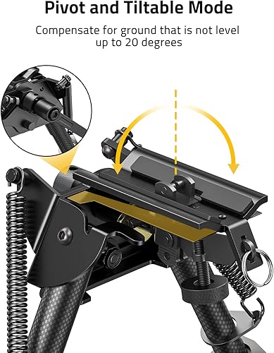 Miniatura 2 de CVLIFE 6-9 Inches Carbon Fiber Rifle Bipod, Pivot Tilting Bipods for Rifles with Adapter Compatible with Mlok Swivel Bipod for Hunting and Shooting