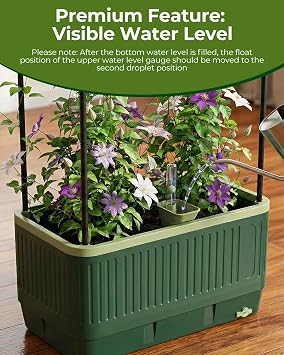 2 Pack Raised Garden Bed Tomato Planter with Trellis, 130cm Self-Watering Tomato Planters, Raised Planter with Trellis for Climbing Plants, Flowers, Vegetables- Indoor/Outdoor