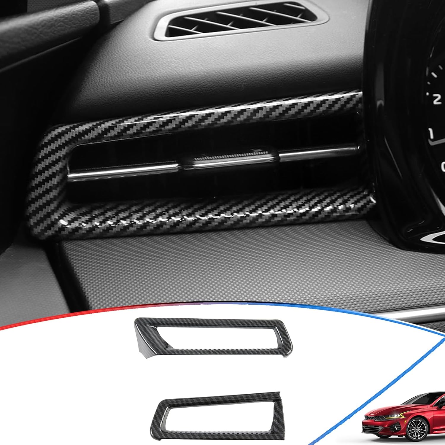 Dashboard AC Air Vent Outlet Cover, for Kia K5 2021 2022 2023 2024, Sport Dash Covers Interior Trim Accessories - Carbon Fiber