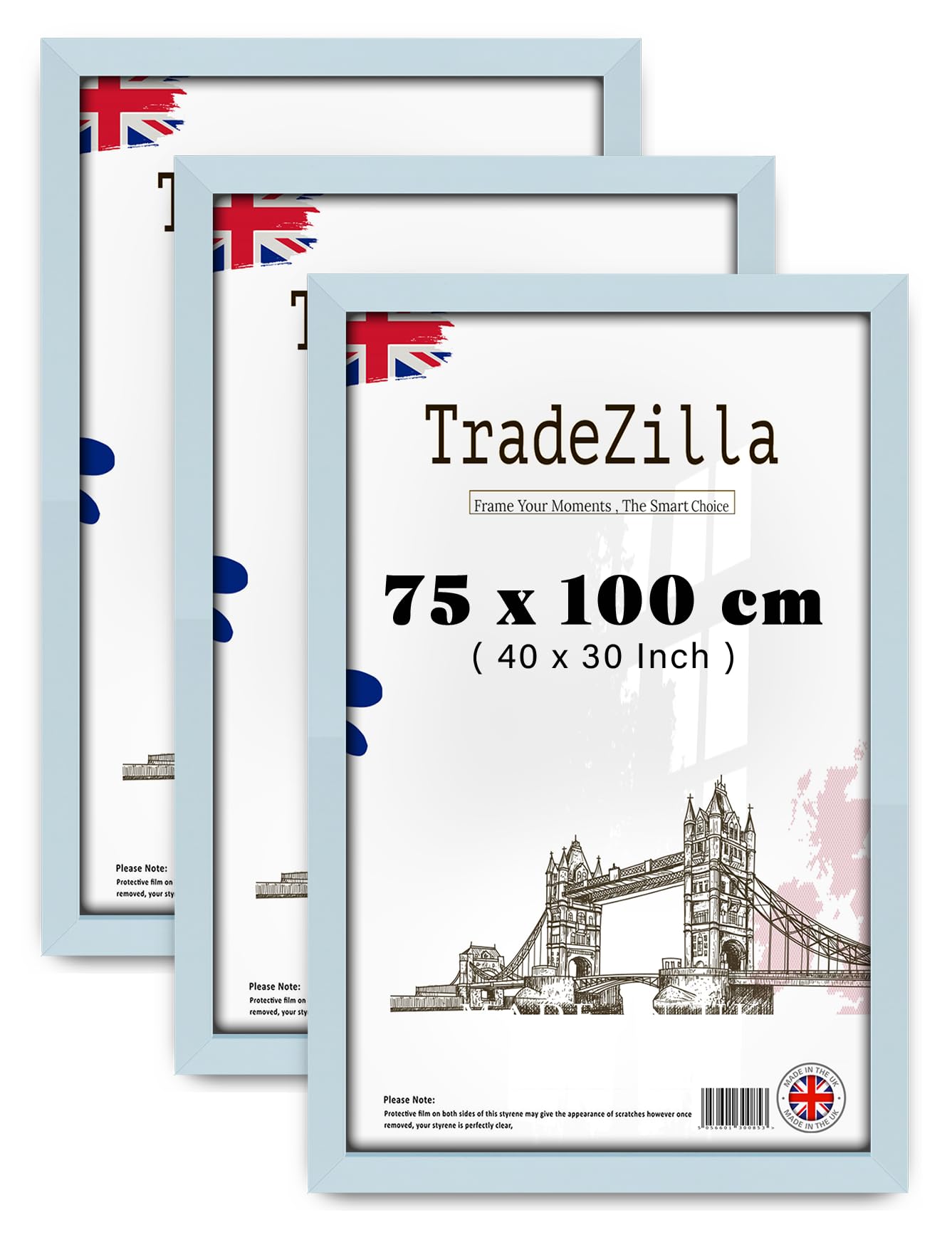 TradeZilla pack of 3 Wood Finish Picture Frame (75 x 100 CM) MDF Frame for Home Décor & Art Display, Premium MDF with Sleek Finish for Stylish Interiors [ Light Grey ]