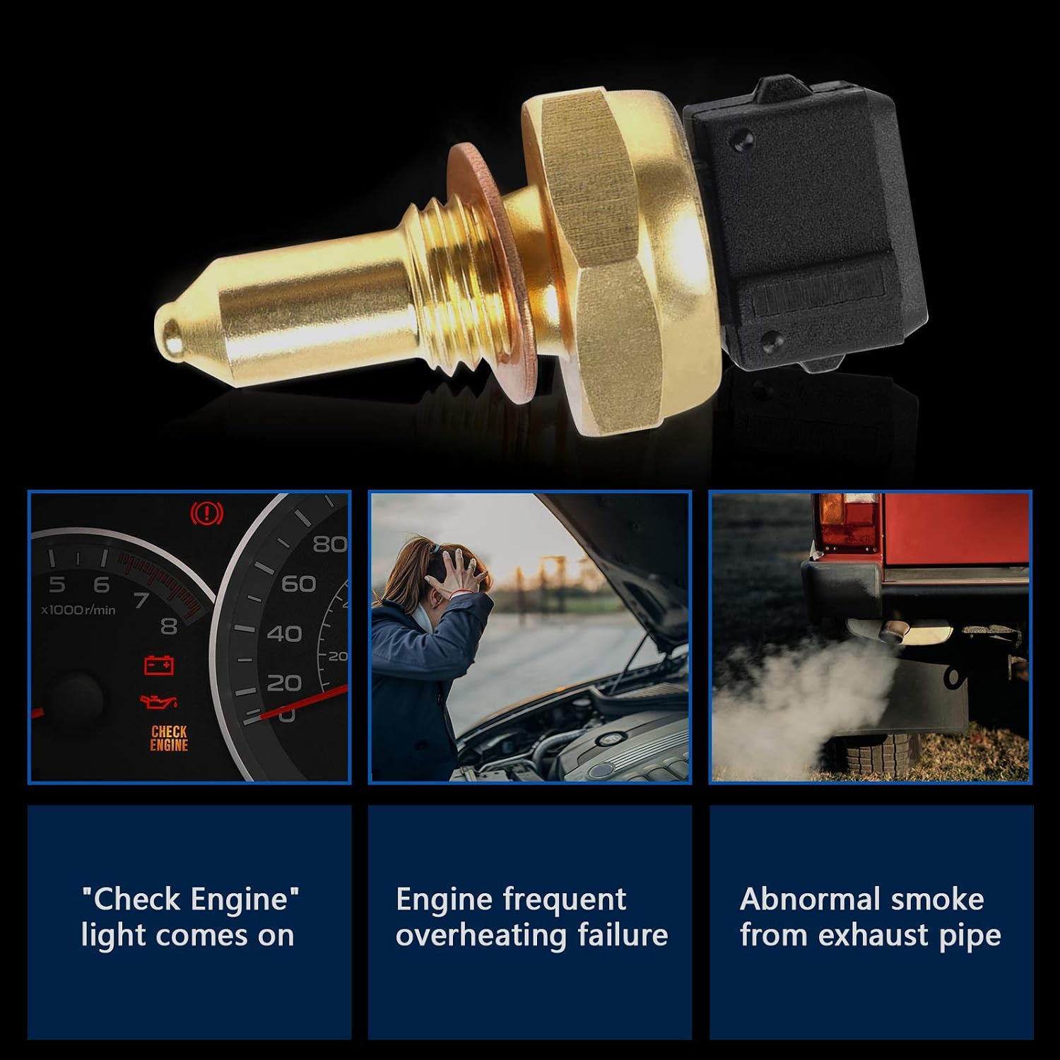 OTUAYAUTO 13621433076 Engine Coolant Temperature Sensor for BMW 320i 325ci 325i 325xi 328i 330i 330xi 335d 335xi 525i 525xi 528i 528xi 530i 530xi 535i 545i 550i M3 X3 X5 - fits 1997-2014 Vehicles