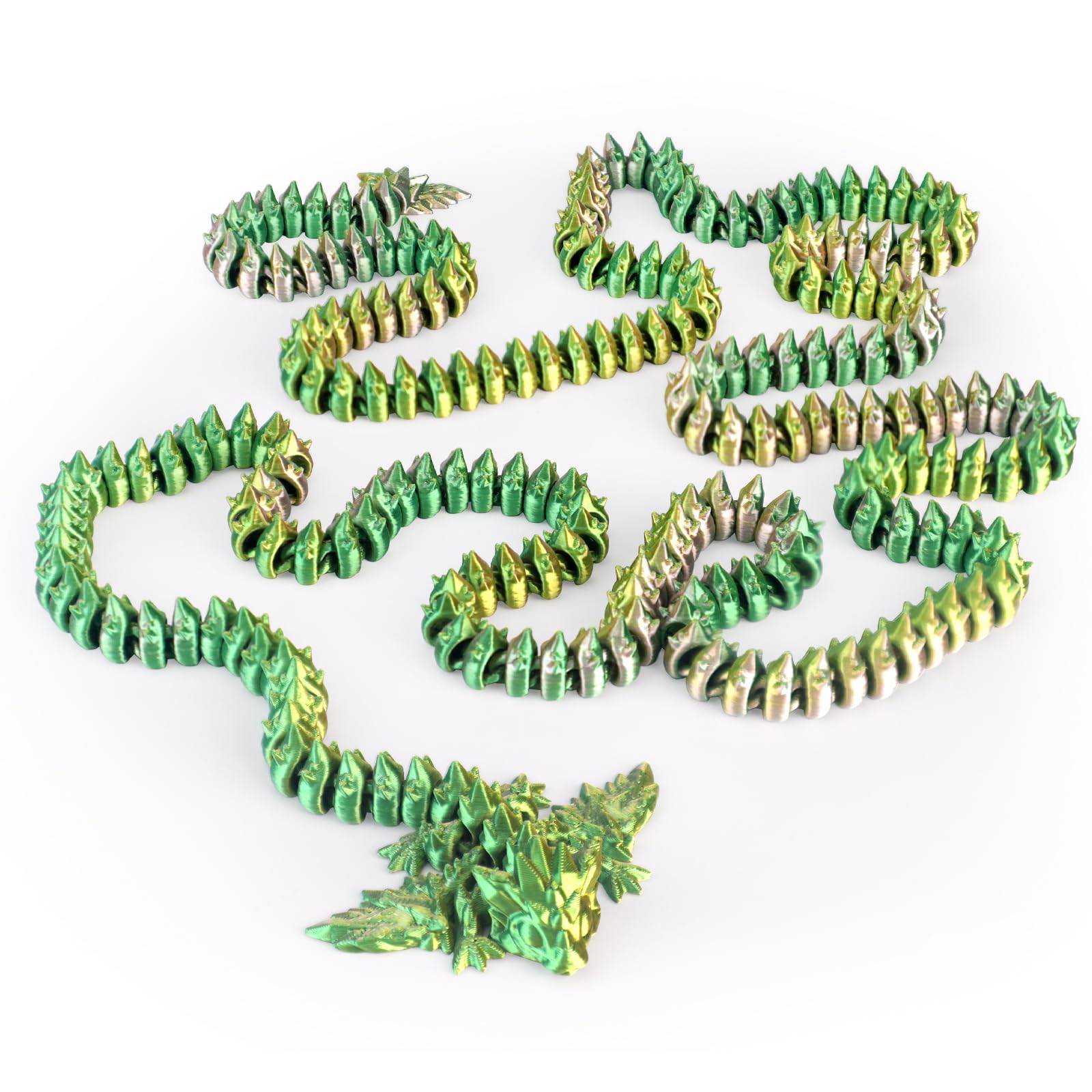 critigulf 3D Printed Giant Long Dragon - Largest Size Toothless Dragon with Wings and Pangolin Features (Green Pink Gold) — image 1