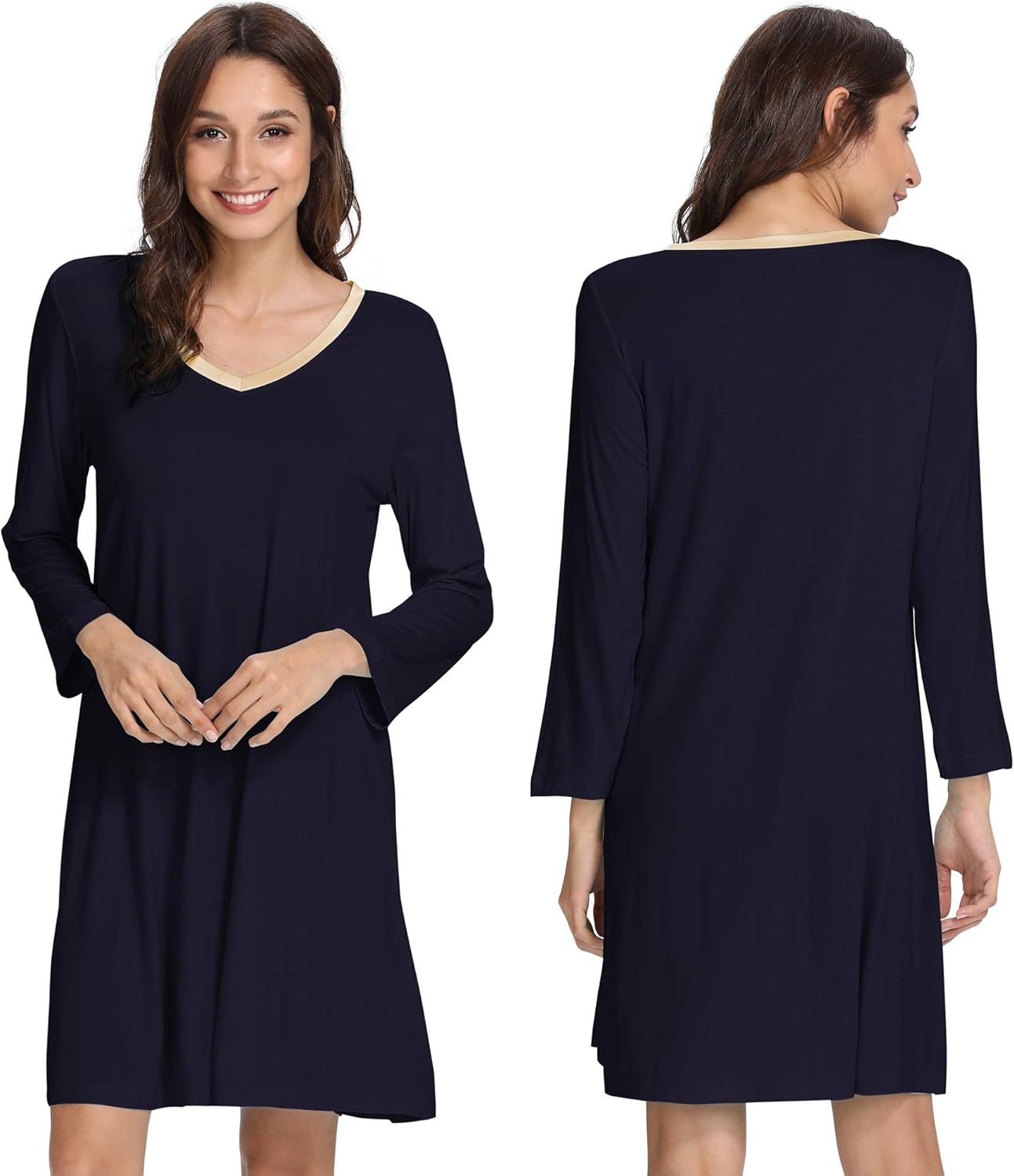 GYS Womens Bamboo Viscose Nightgown Super Soft Lightweight Night Shirts for Sleeping - Image 3