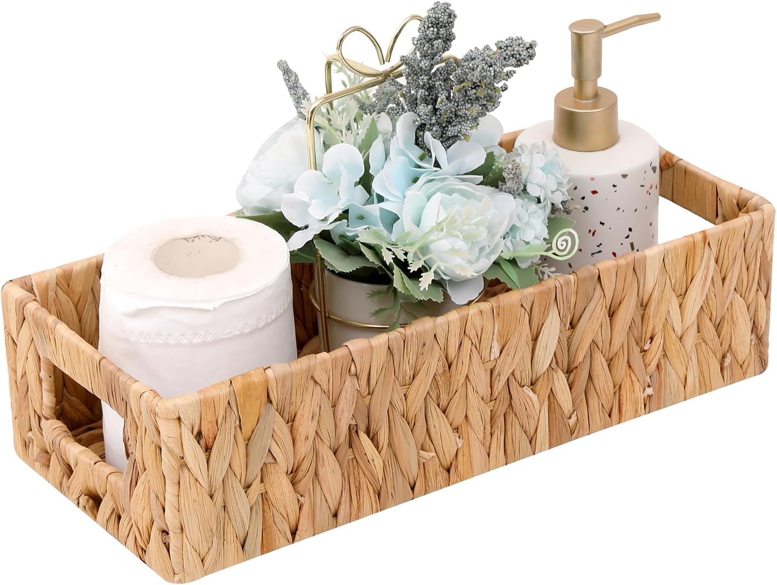Toilet Paper Holders Toilet Tank Basket for Bathroom,Water Hyacinth Storage Basket Toilet Paper Baskets for Home &Office